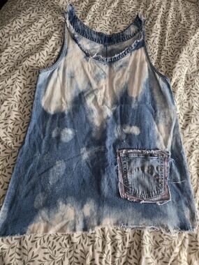 Levi's Blue and White Tie-Dye Denim Tank